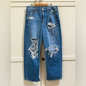 American Eagle Super High Rise Baggy Wide Leg Jeans 10 Short